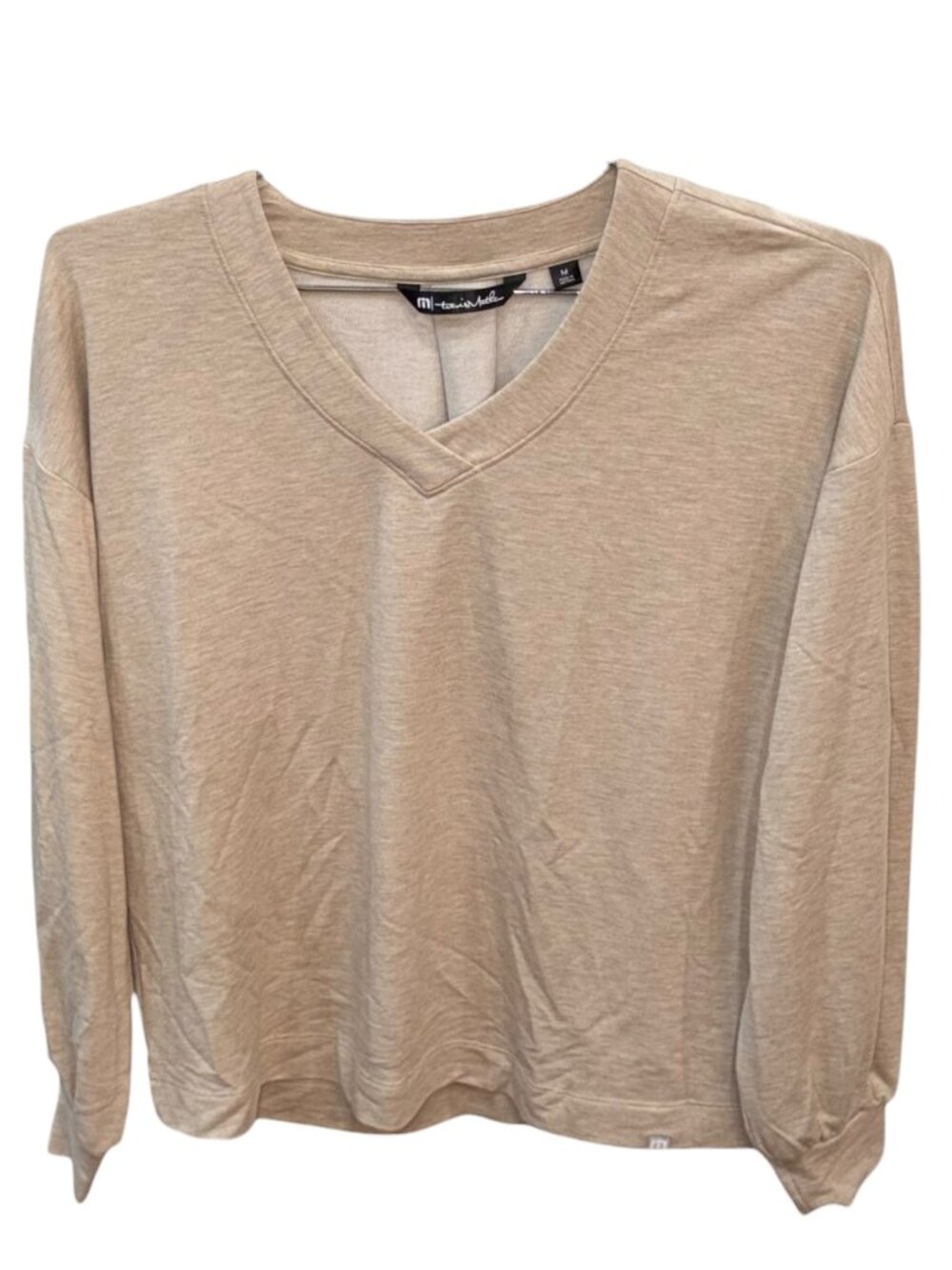 Travis Mathew Long Weekend V Neck Pullover Sweatshirt Natural Heather Medium